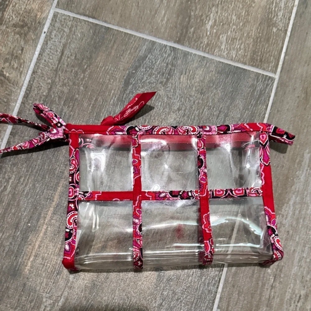 Vera Bradley Transparent Cosmetic Bag with Pink Paisley Accents